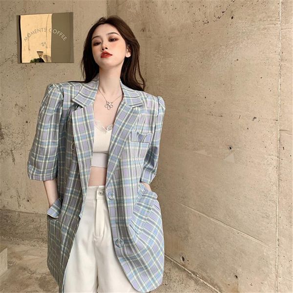 women's suits & blazers nic 2021 autumn women coat korean causal solid oversized suit jacket short sleeve plaid checkered blazer, White;black
women's suits & blazers nic 2021 autumn women coat korean causal solid oversized suit jacket short sleeve plaid checkered blazer, White;black