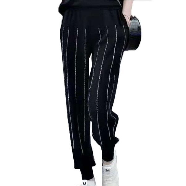 women's pants & capris 2021 summer women heavy industry vertical bar drill knitted high waist nine points harem pant ropa mujer, Black;white
women's pants & capris 2021 summer women heavy industry vertical bar drill knitted high waist nine points harem pant ropa mujer, Black;white
