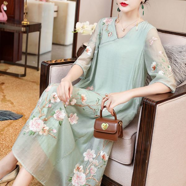 casual dresses improved hanfu floral embroidery half sleeve v-neck patchwork a-line midi dress women chinese style vintage loose x, Black;gray
casual dresses improved hanfu floral embroidery half sleeve v-neck patchwork a-line midi dress women chinese style vintage loose x, Black;gray