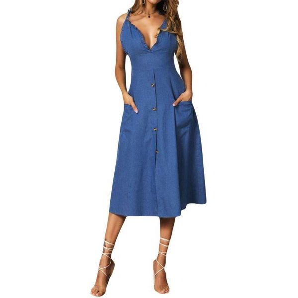 casual dresses womens beach ladies v neck ruffle strappy button pocket summer holiday midi dress sundress f42f, Black;gray
casual dresses womens beach ladies v neck ruffle strappy button pocket summer holiday midi dress sundress f42f, Black;gray