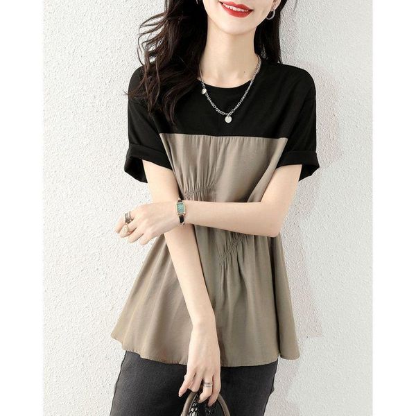 women's t-shirt pure cotton 2021 summer fashion temperament casual loose round neck korean design stitching top, White
women's t-shirt pure cotton 2021 summer fashion temperament casual loose round neck korean design stitching top, White