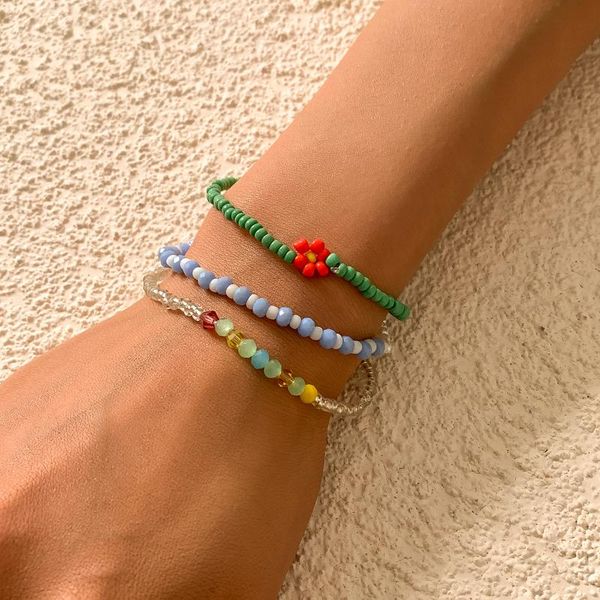 link, chain 3pcs kpop korean charm bracelet for women girls bohemian resin handmade beaded little daisy summer vacation jewelry, Black
link, chain 3pcs kpop korean charm bracelet for women girls bohemian resin handmade beaded little daisy summer vacation jewelry, Black