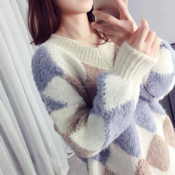 women's sweaters womens 2021 winter turtleneck sweater women preppy style v neck pullovers geometric diamond, White;black
women's sweaters womens 2021 winter turtleneck sweater women preppy style v neck pullovers geometric diamond, White;black