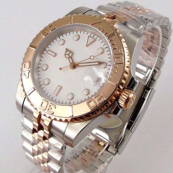 wristwatches dress rose gold two tone plated 24 jewels nh35 men watch white dial screw down crown unidirectional bezel jubilee strap, Slivery;brown
wristwatches dress rose gold two tone plated 24 jewels nh35 men watch white dial screw down crown unidirectional bezel jubilee strap, Slivery;brown