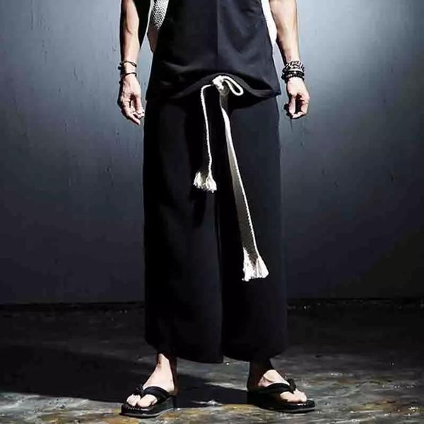 korean fashion men's solid color loose wide leg pants casual harem skirt capris elastic waist, Black
korean fashion men's solid color loose wide leg pants casual harem skirt capris elastic waist, Black