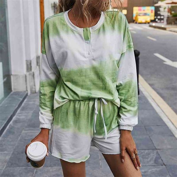 casual long sleeve women's two piece suit autumn elastic waist tie-dye pajamas set women 2 shorts full 210517, White
casual long sleeve women's two piece suit autumn elastic waist tie-dye pajamas set women 2 shorts full 210517, White