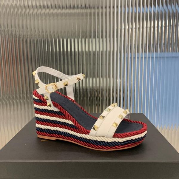 sandals rivet color-blocking wedge heel heightening open toe strap straw braid ladies beach vacation heels, Black
sandals rivet color-blocking wedge heel heightening open toe strap straw braid ladies beach vacation heels, Black
