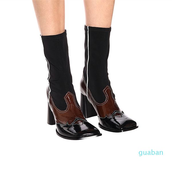 buono scarpe retro women ankle boots genuine leather high heel shoes patchwork elastic socks ankle, Black
buono scarpe retro women ankle boots genuine leather high heel shoes patchwork elastic socks ankle, Black