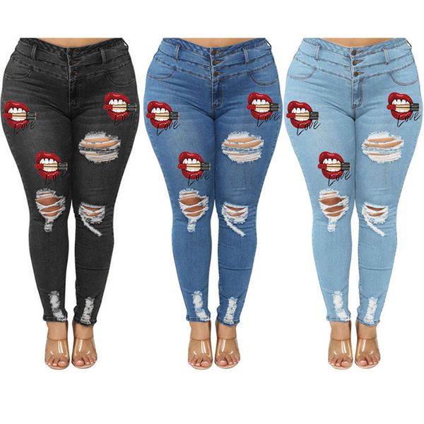 high waist plus size jeans for women fashion red lips printed ripped denim pencil pant elastic casual jeans l-5xl, Blue
high waist plus size jeans for women fashion red lips printed ripped denim pencil pant elastic casual jeans l-5xl, Blue