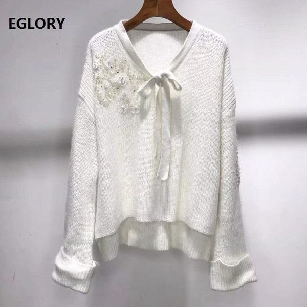 women's sweaters 2021 autumn winter pullovers women sequined beading deco long sleeve knitted ladies casual jumpers, White;black
women's sweaters 2021 autumn winter pullovers women sequined beading deco long sleeve knitted ladies casual jumpers, White;black