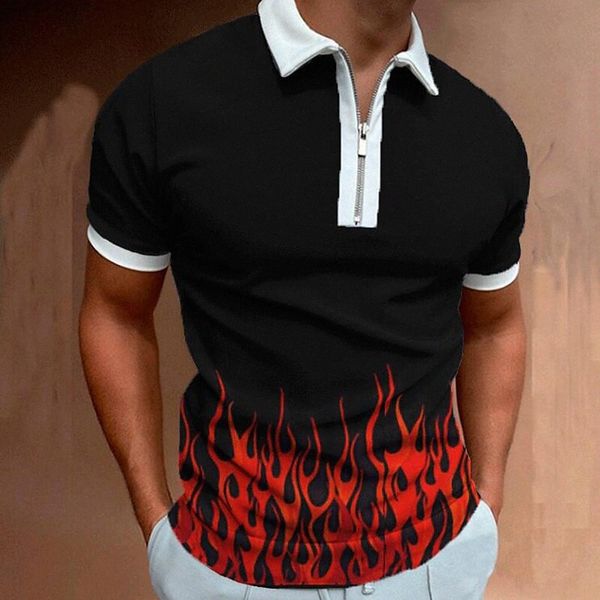 men's golf shirt other prints flame classic collar street casual zipper patchwork short sleeve casual fashion classic streetwear blue, White;black
men's golf shirt other prints flame classic collar street casual zipper patchwork short sleeve casual fashion classic streetwear blue, White;black