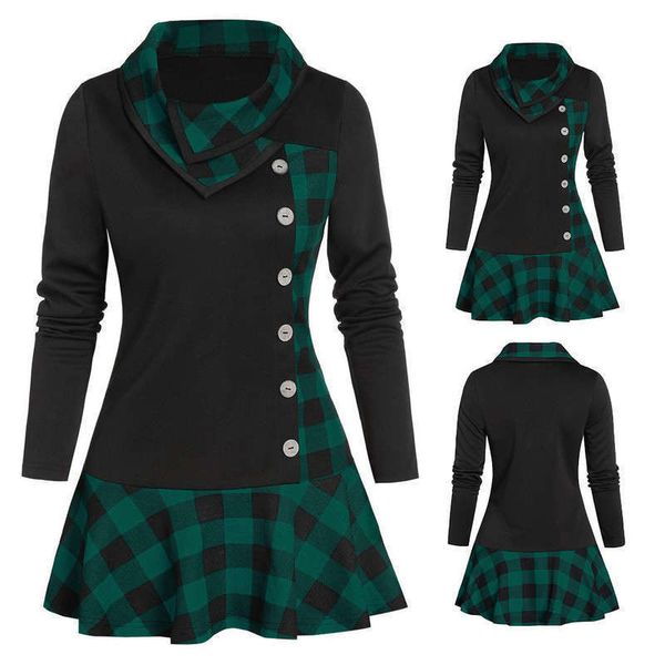 fall casual / dresses winter women's style overlapped lapel long sleeve single breasted small plaid splicing dress for women, Black;gray
fall casual / dresses winter women's style overlapped lapel long sleeve single breasted small plaid splicing dress for women, Black;gray