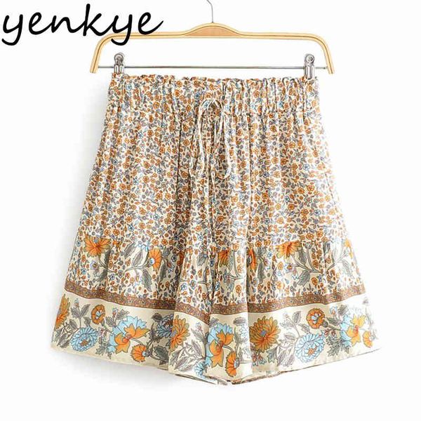 vintage floral print holiday summer shorts women drawstring elastic high waist casual short femme spodenki damskie 210430, White;black
vintage floral print holiday summer shorts women drawstring elastic high waist casual short femme spodenki damskie 210430, White;black
