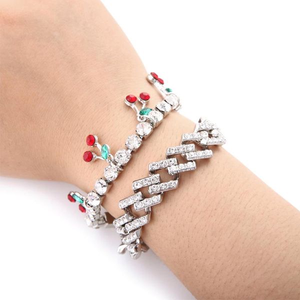 link, chain cuban link bracelet set iced out rhinestone cherry bracelets for women luxury wrist chains fashion crystal 2pcs/set, Black
link, chain cuban link bracelet set iced out rhinestone cherry bracelets for women luxury wrist chains fashion crystal 2pcs/set, Black