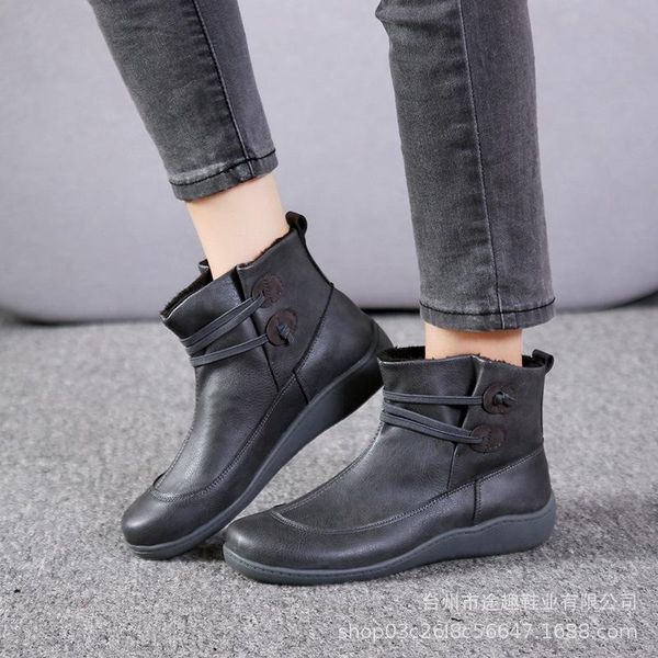 boots women's pu leather ankle women cross strap vintage woman shoes short plush punk flat ladies retro botas mujer, Black
boots women's pu leather ankle women cross strap vintage woman shoes short plush punk flat ladies retro botas mujer, Black