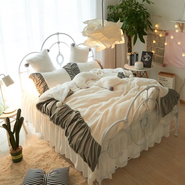 bedding sets white pink gray fleece fabric korean princess style set berber flannel velvet duvet skirt cover pillowcases bed
bedding sets white pink gray fleece fabric korean princess style set berber flannel velvet duvet skirt cover pillowcases bed