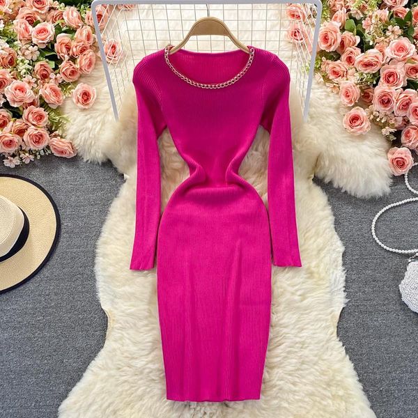 casual dresses elegant retro pit knitted dress female autumn temperament waist hips bodycon bottom chain neck sheath lady vestidos, Black;gray
casual dresses elegant retro pit knitted dress female autumn temperament waist hips bodycon bottom chain neck sheath lady vestidos, Black;gray