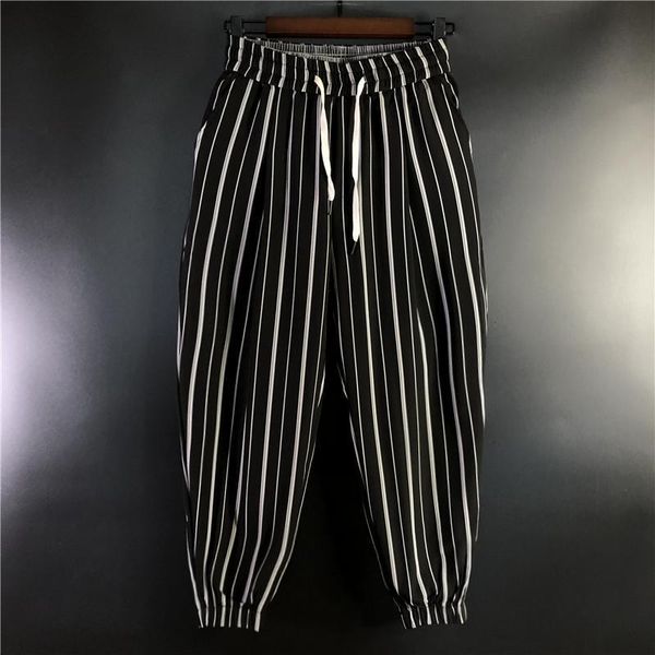 men's pants summer stripes printed harem men 's loose casual korean style ankle tied cool trend youth skinny, Black
men's pants summer stripes printed harem men 's loose casual korean style ankle tied cool trend youth skinny, Black