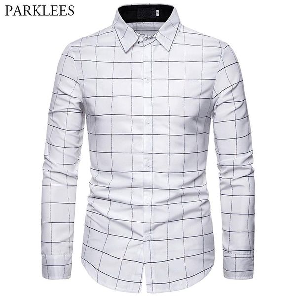 men's casual shirts big plaid fashion stitching design 2021 silm fit business lapel cotton long-sleeved shirt camisa hombre, White;black
men's casual shirts big plaid fashion stitching design 2021 silm fit business lapel cotton long-sleeved shirt camisa hombre, White;black