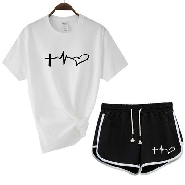 women's t-shirt 2021 summer love ladies printed + shorts 2-piece set large cotton sports suit jogging fitness girl short sleeve, White
women's t-shirt 2021 summer love ladies printed + shorts 2-piece set large cotton sports suit jogging fitness girl short sleeve, White