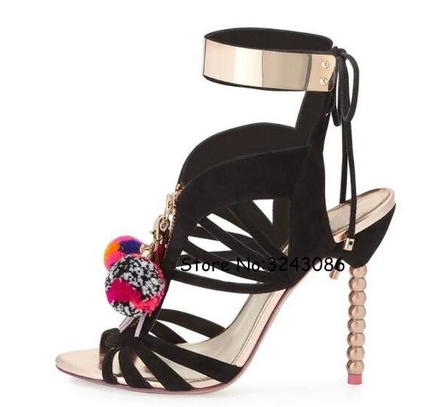 women fringe tassel stiletto sandals metal ankle wrap beading heels pumps shoes pom lace up cut-out sandal boots, Black
women fringe tassel stiletto sandals metal ankle wrap beading heels pumps shoes pom lace up cut-out sandal boots, Black