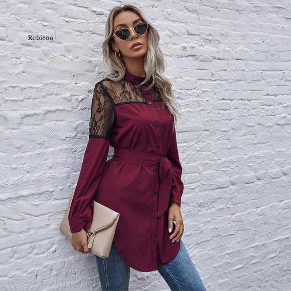 women's blouses & shirts lace patchwork shirt casual long-sleeved single-breasted belt blouse spring fashion retro solid color, White
women's blouses & shirts lace patchwork shirt casual long-sleeved single-breasted belt blouse spring fashion retro solid color, White