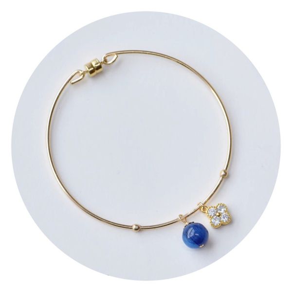 blue crystal clover 14k gold natural crystal simple folding bracelet for women, Black
blue crystal clover 14k gold natural crystal simple folding bracelet for women, Black