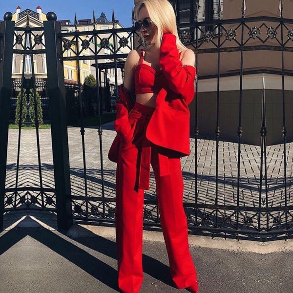 women's two piece pants adyce 2021 winter woman set red long sleeve coat&pants 3 three pieces coat&pants celebrity evening party women, White
women's two piece pants adyce 2021 winter woman set red long sleeve coat&pants 3 three pieces coat&pants celebrity evening party women, White