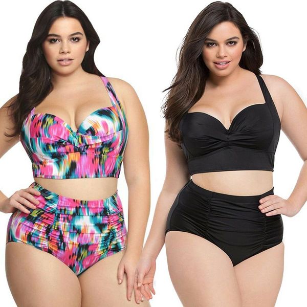 women's swimwear plus size women floral swimsuit high waist bikini set summer beachwear, White;black
women's swimwear plus size women floral swimsuit high waist bikini set summer beachwear, White;black
