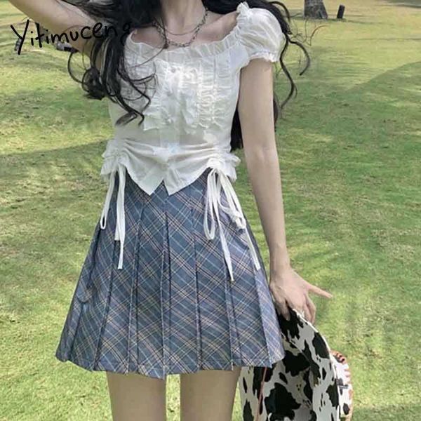 yitimuceng 2 piece white blouse and plaid pleated skirts suit for women short sleeve summer korean preppy style harajuku 210601
yitimuceng 2 piece white blouse and plaid pleated skirts suit for women short sleeve summer korean preppy style harajuku 210601