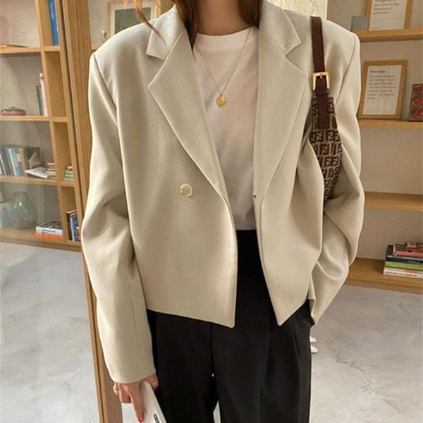 women's suits & blazers european and american fall minimalist retro lapel one button loose slim suit jacket for women, White;black
women's suits & blazers european and american fall minimalist retro lapel one button loose slim suit jacket for women, White;black