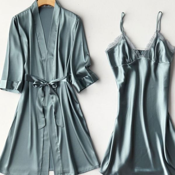 women's sleepwear two piece robe set for women satin summer v-neck kimono bathrobe gown lounge wear intimate lingerie with la, Black;red
women's sleepwear two piece robe set for women satin summer v-neck kimono bathrobe gown lounge wear intimate lingerie with la, Black;red