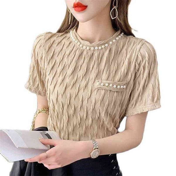 beaded pleated short-sleeved lace shirt t-shirt blouse all-match summer fashion women's clothing 210520, White
beaded pleated short-sleeved lace shirt t-shirt blouse all-match summer fashion women's clothing 210520, White