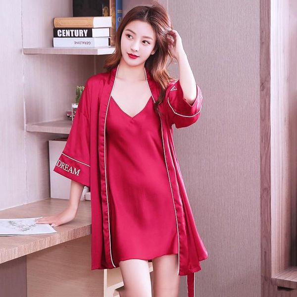 women's sleepwear casual letter kimono robe gown suit women faux silk loose bathrobe v-neck short nightgown summer autumn nightwear, Black;red
women's sleepwear casual letter kimono robe gown suit women faux silk loose bathrobe v-neck short nightgown summer autumn nightwear, Black;red