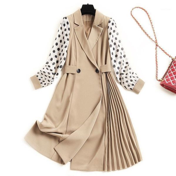 casual dresses polka dot stitching dress 2021 early autumn lapel lantern sleeve a- line vestido 15337 oodji, Black;gray 
casual dresses polka dot stitching dress 2021 early autumn lapel lantern sleeve a- line vestido 15337 oodji, Black;gray