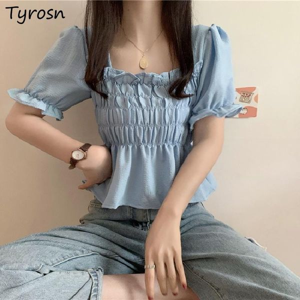 women's blouses & shirts puff short sleeve women square collar design shirring sweet elegant defined waist ulzzang cropped mujer, White
women's blouses & shirts puff short sleeve women square collar design shirring sweet elegant defined waist ulzzang cropped mujer, White