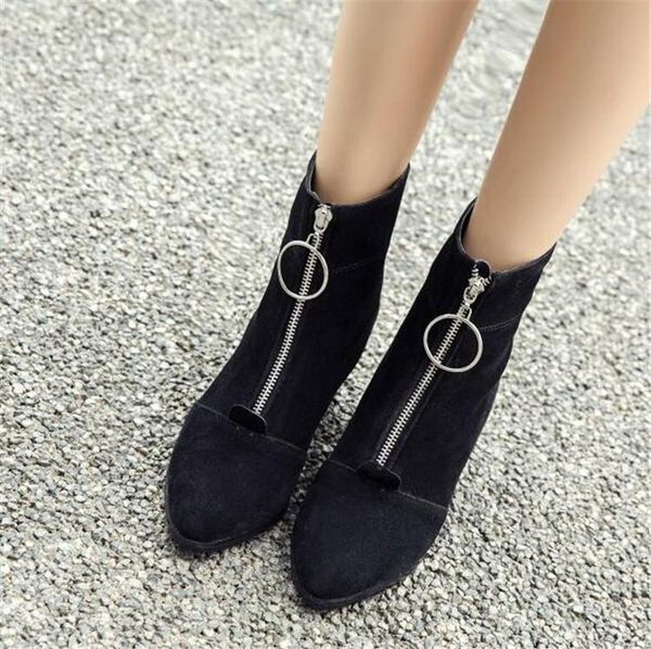 boots pxelena design chic front zipper ankle women faux suede square high heels short lady shoes work office winter 34-43, Black
boots pxelena design chic front zipper ankle women faux suede square high heels short lady shoes work office winter 34-43, Black