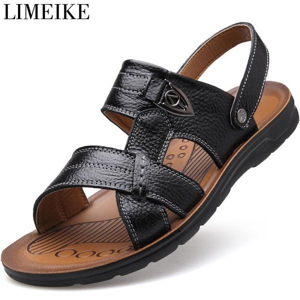 sandals limeike summer men quality genuine leather shoes male comfortable slip-on slippers beach brown man sandal, Black
sandals limeike summer men quality genuine leather shoes male comfortable slip-on slippers beach brown man sandal, Black