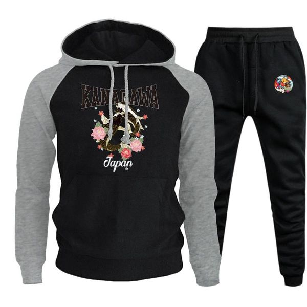 men's tracksuits kanagawa japan carp raglan men autumn winter hoodies fleece fashion streetwear casual cool streetwear+trousers 2 piece, Gray
men's tracksuits kanagawa japan carp raglan men autumn winter hoodies fleece fashion streetwear casual cool streetwear+trousers 2 piece, Gray