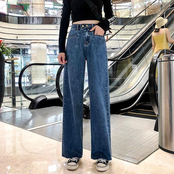 women's jeans women pants leisure loose high waist vintage wide leg jean korean style all-match simple full-length straight, Blue
women's jeans women pants leisure loose high waist vintage wide leg jean korean style all-match simple full-length straight, Blue