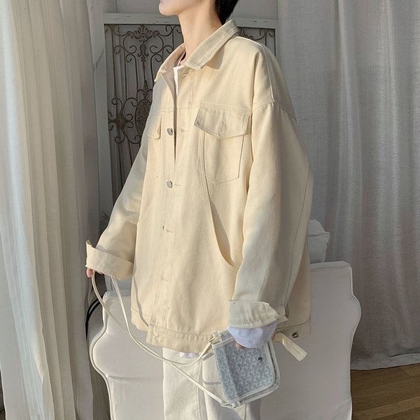 men's casual shirts solid color tooling jacket korean fashion loose harajuku streetwear retro long-sleeved s5mh, White;black 
men's casual shirts solid color tooling jacket korean fashion loose harajuku streetwear retro long-sleeved s5mh, White;black