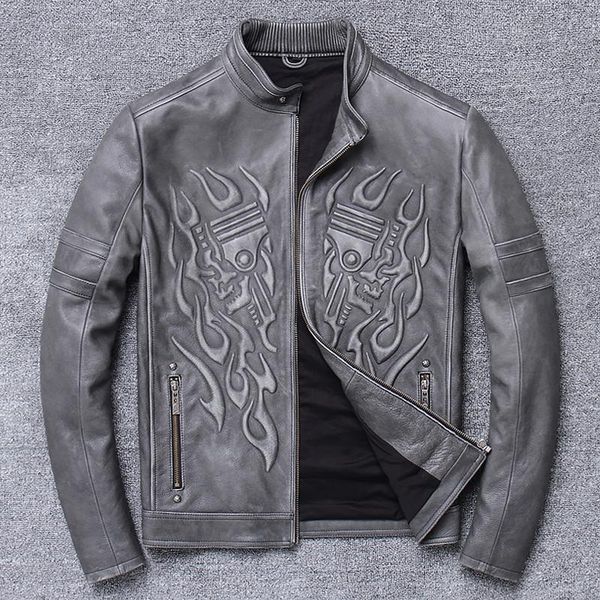 men's leather & faux 2021 vintage grey men skulls motorcycle jacket plus size xxxxl genuine cowhide spring slim fit biker's coat, Black
men's leather & faux 2021 vintage grey men skulls motorcycle jacket plus size xxxxl genuine cowhide spring slim fit biker's coat, Black