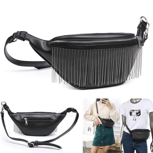classic black metal tassel waist packs pu leather women bag fanny pack trendy design chest shopping belt bags
classic black metal tassel waist packs pu leather women bag fanny pack trendy design chest shopping belt bags