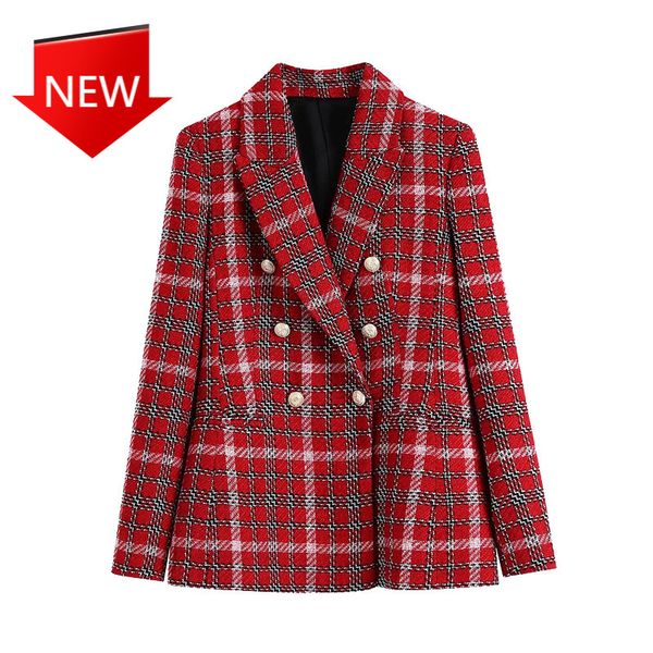 jackets with buttons outerwear chic female fashion double breasted check tweed sleeve jacket, Black;brown
jackets with buttons outerwear chic female fashion double breasted check tweed sleeve jacket, Black;brown