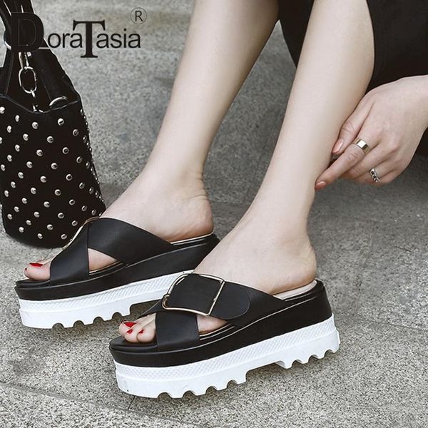 slippers doratasia 2021 summer women thick platform genuine cow leather girl elegant buckle ladies casual shoes woman, Black
slippers doratasia 2021 summer women thick platform genuine cow leather girl elegant buckle ladies casual shoes woman, Black