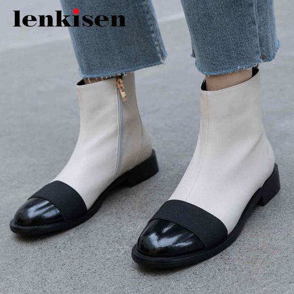 boots lenkisen leisure cow leather mixed cloth high fashion round toe med square heel zipper beauty lady daily wear ankle l11, Black
boots lenkisen leisure cow leather mixed cloth high fashion round toe med square heel zipper beauty lady daily wear ankle l11, Black