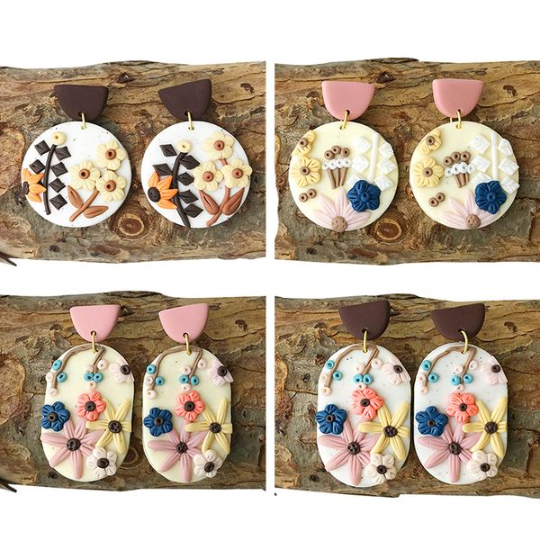 soft clay pottery delicate carve patterns earrings dangle for women flower texture eardrop geometric contracted by hand fashionable jewelry, Silver
soft clay pottery delicate carve patterns earrings dangle for women flower texture eardrop geometric contracted by hand fashionable jewelry, Silver
