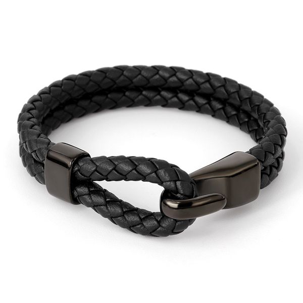 bangles bracelets men's titanium steel bracelet stainless leather rope chain hook woven, Black
bangles bracelets men's titanium steel bracelet stainless leather rope chain hook woven, Black