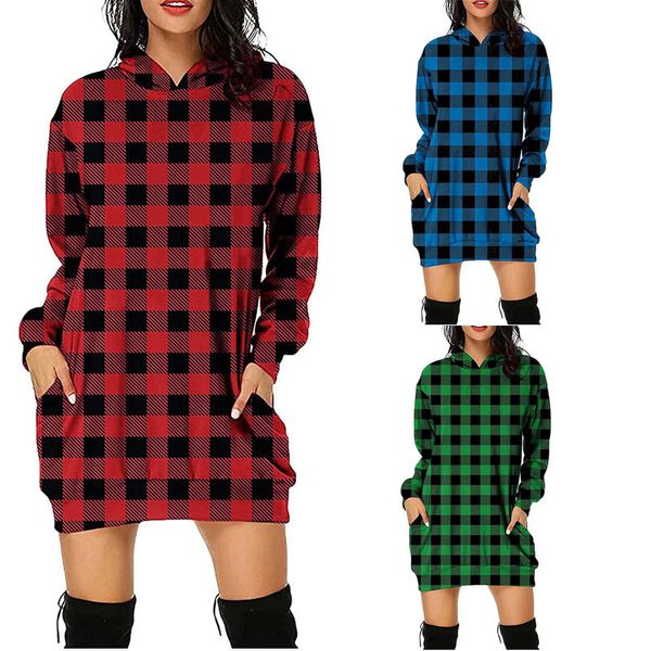women's hoodies & sweatshirts european and american new style printed plaid mid-length pocket hooded long-sleeved sweater women, Black
women's hoodies & sweatshirts european and american new style printed plaid mid-length pocket hooded long-sleeved sweater women, Black