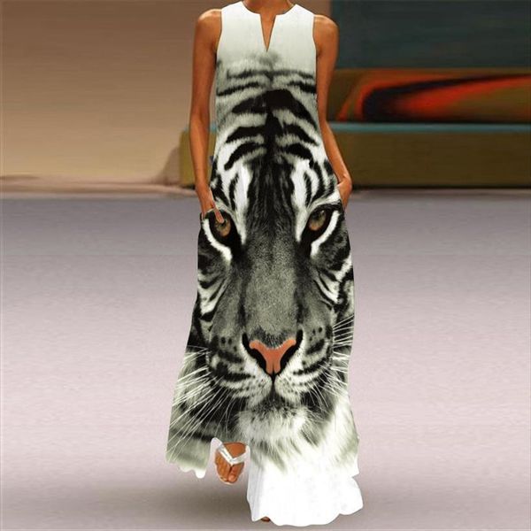 summer girl vintage printed tiger women dress sleeveless vestidos de festa casual maxi long beach, Black;gray
summer girl vintage printed tiger women dress sleeveless vestidos de festa casual maxi long beach, Black;gray